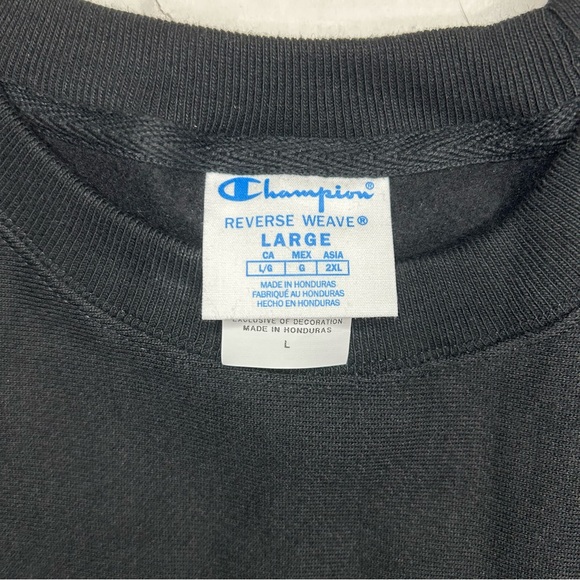 Champion Men’s Black Reverse Weave Crewneck Sweater Sweatshirt Size Large - Picture 8 of 9